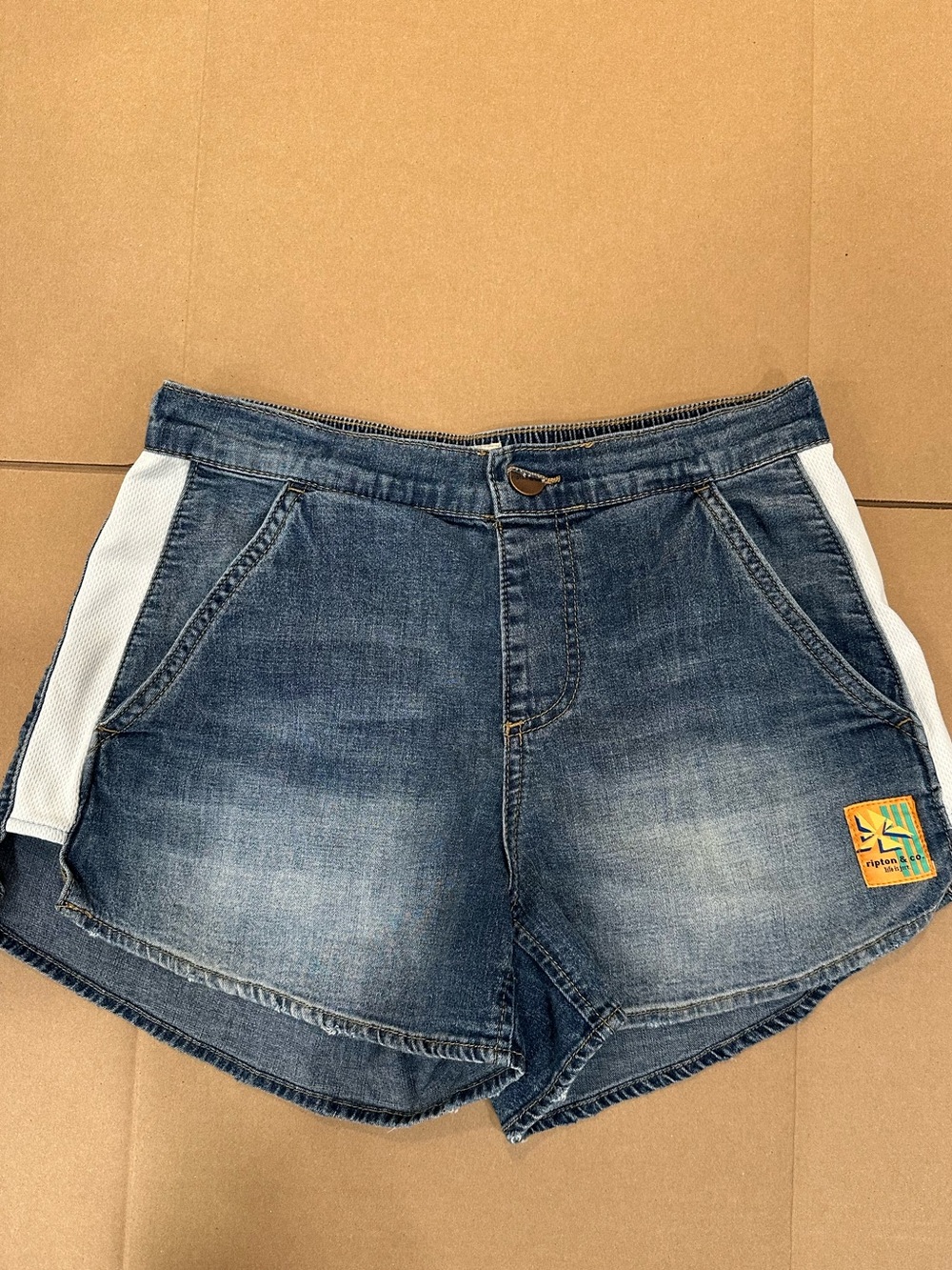 Ripton pull on Denim Blue Women's Casual Shorts with White Side Panels